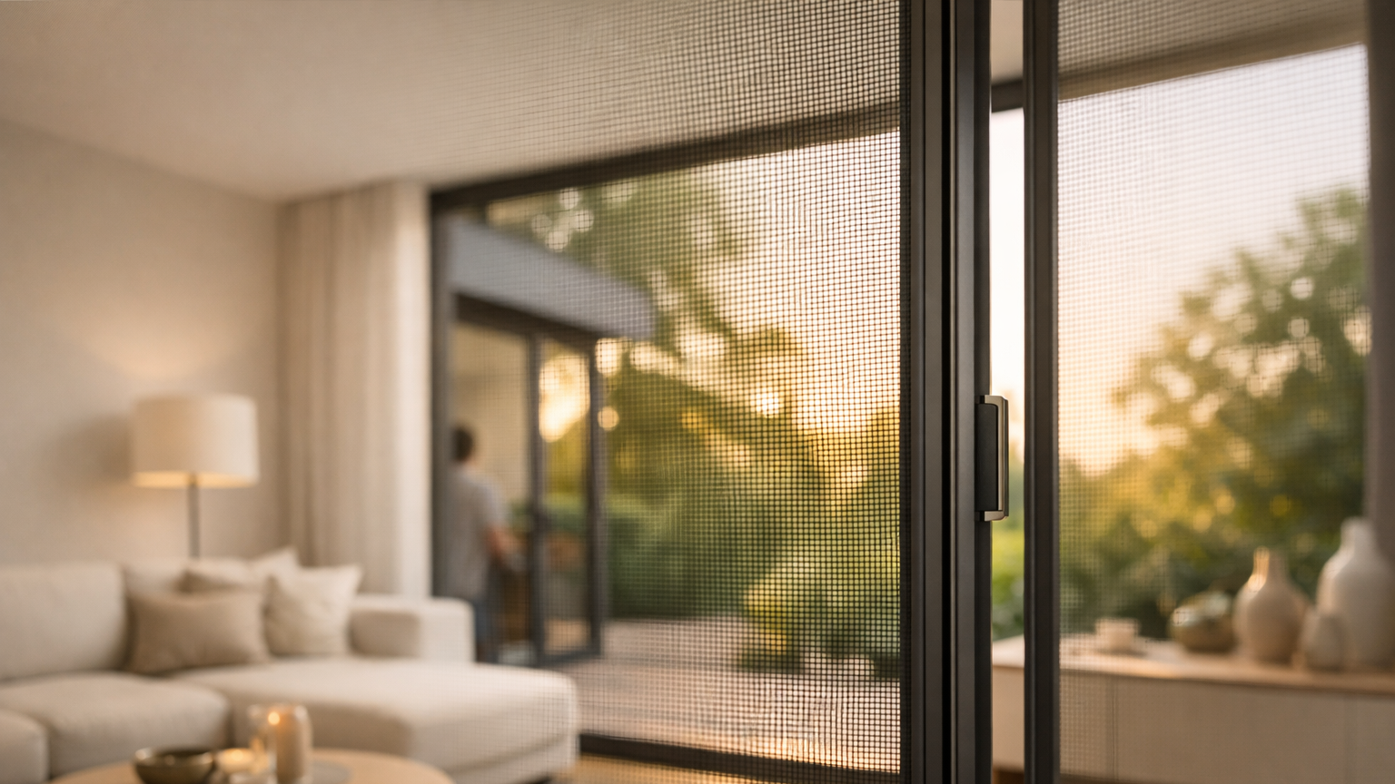 Fliegengitter im modernen Wohnzimmer